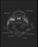 Concept blueprint sketch of an exhibition stand structure
